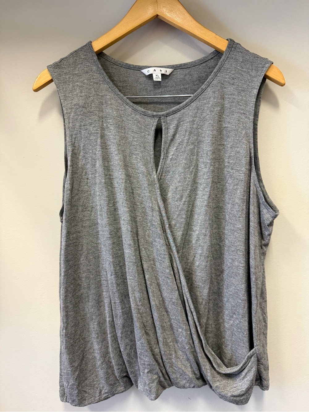 CAbi Gray Sleeveless Draped Front Top